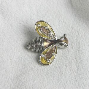 Signed Liz Claiborne LC bee pin brooch, gold and silver tone, vintage